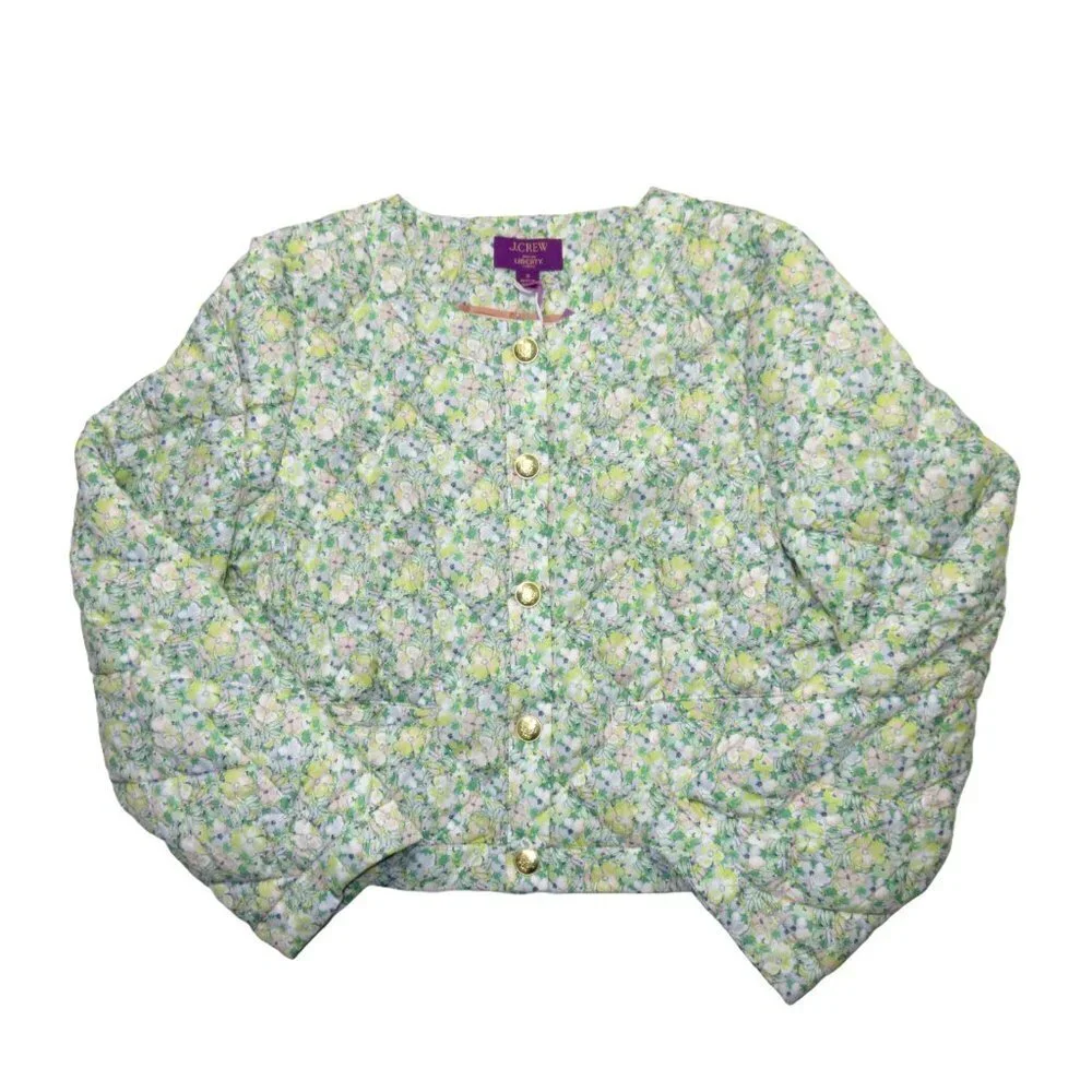 NWT J. Crew Quilted Louisa Lady Jacket in Ivory Colour Fields Liberty Floral 2